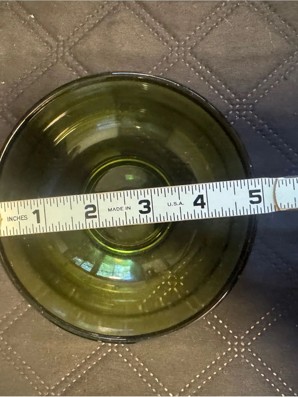 Vintage Green Glass Serving Bowl 5”x4”